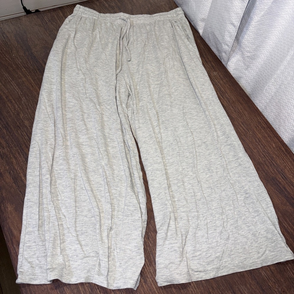 Athleta Nighttime Bliss Wide Leg Sleep Pajama Crop Pants Gray Women's Small